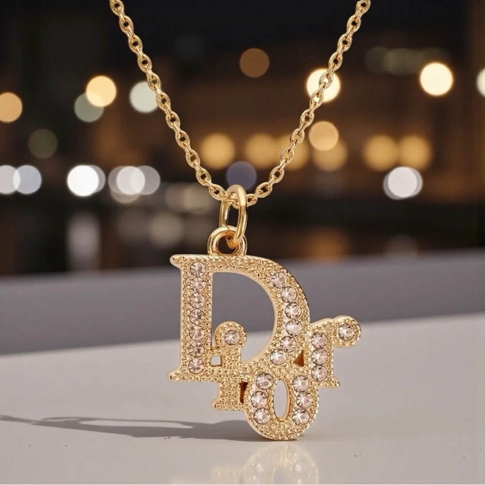 DIOR Authentic Gold and Crystals Pendant for Necklace NEW - Picture 3 of 10